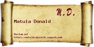 Matula Donald névjegykártya